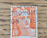 France Stamp Republique Francaise 12f Used Orange Marianne de Gandon - $1.89