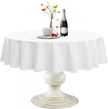 Round Tablecloth, Waterproof &amp; Stain Resistant Table Cloth Wrinkle Free Fabric W - £17.74 GBP