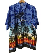 Happy Bay Hawaiian button up short sleeve shirt blue tropical size XXL - £13.61 GBP