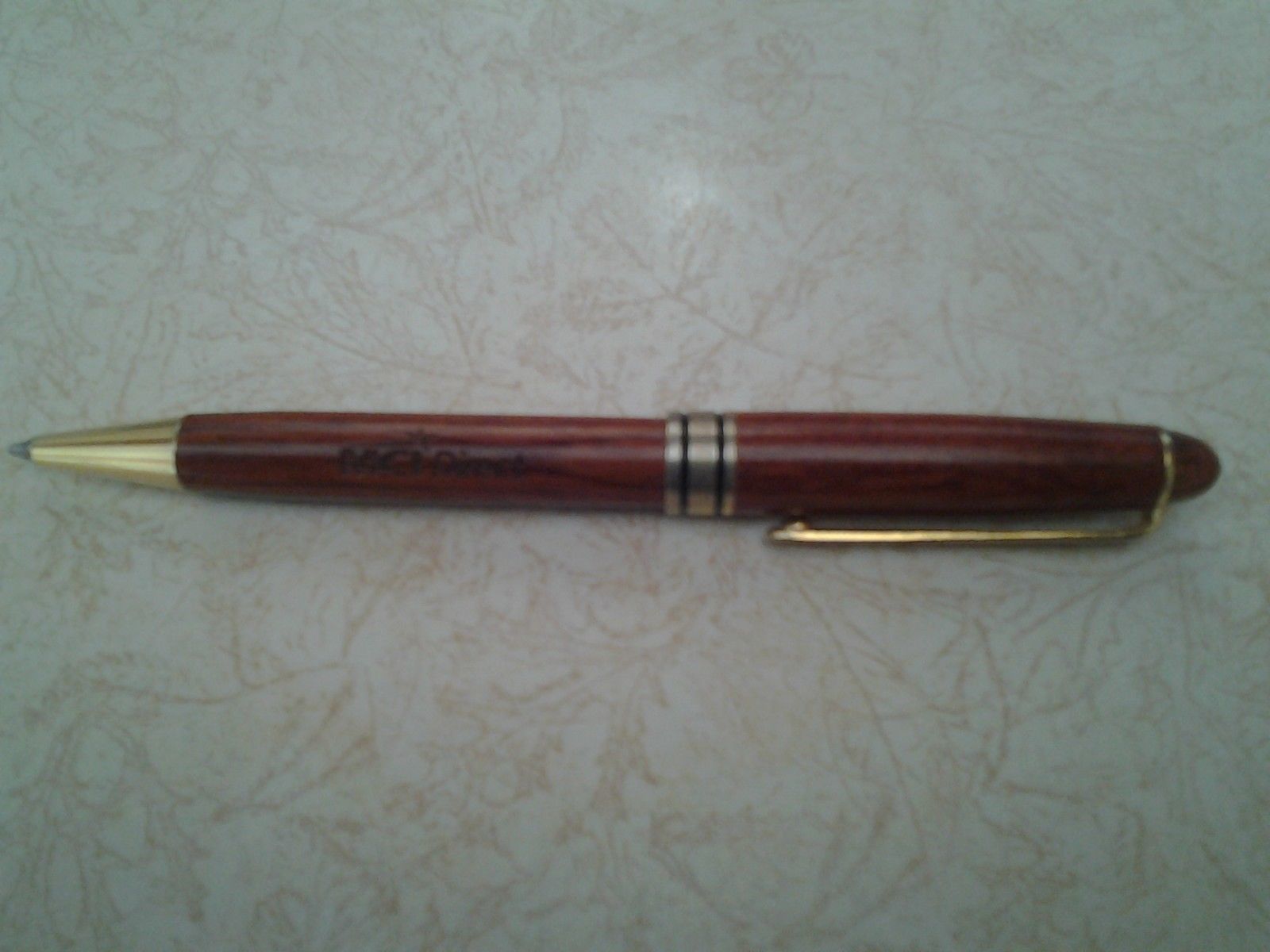 Unique Wood Pen Branded MCI Direct  with Gold accents, Turn top to write - £11.42 GBP
