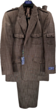Blu Martini Men&#39;s Suit Brown 2 Piece Pleated Pants Single Breasted Size 44R - $119.99