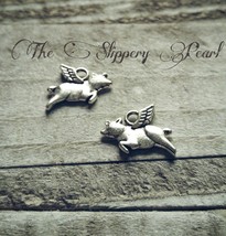 Pig Charms Flying Pig Charms Pendants Antiqued Silver When Pigs Fly 25 pieces - £3.40 GBP