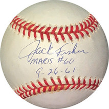 Jack Fisher signed ROAL Rawlings Official American League Baseball Maris #60 9-2 - $58.95