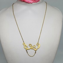 SHLOMIT OFIR Pendant Chain Necklace Gold Tone Layering Choker - £13.51 GBP