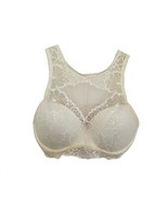 Victorias Secret PINK Lace Mesh Underwire Bralette Size L Cream Padded 3... - $14.84