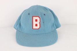 Vintage 60s New Era Pro Model Thrashed Wool Block B Fitted Hat Blue USA 7 1/4 - $59.35