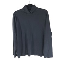 LL Bean Womens Pima Cotton Turtleneck Top Long-Sleeve Black 1X - £11.55 GBP