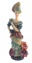 Victorian Lady Figurine Resin Pink Sunflower Floral Dress Feather Hat - £15.13 GBP
