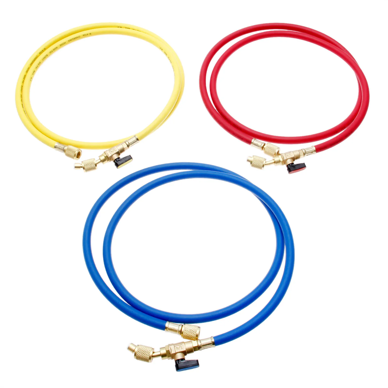 3Pcs 60&quot; R134A AC Charging Hose with Ball Valves 800 PSI 1/4&quot; SAE for R4... - $53.27