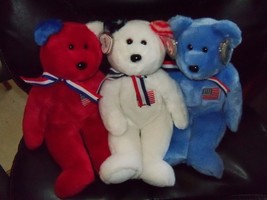 Ty 2002 Beanie Buddy AMERICA the Bear Red/White/Blue Version 14 inch W/Tags NEW - £44.34 GBP