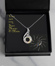 Anniversary Necklace Teardrop Sterling Silver Jewelry Gift Her Sun Moon Stars - £37.95 GBP+
