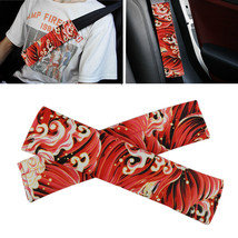 2Pcs SAKURA Red Wave Fabric Soft Cotton Seat Belt Cover Shoulder Pads - £9.43 GBP
