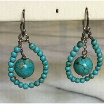 925 Sterling Silver Turquoise Earrings Sky - $41.58