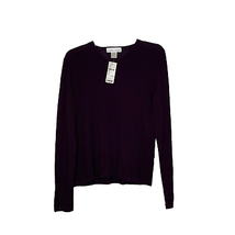 Casual Corner Womens Top Size Large Purple V-Neck  Rayon Nylon Blend Long Sleeve - £14.24 GBP