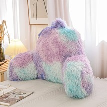 Reading Pillow Faux Fur Bed Wedge Backrest with Arms (Blue Purple) - £46.42 GBP