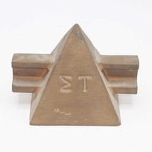 Sigma Tau Brass Pyramid Paperweight Bronze Fraternity Paperweight - $67.97