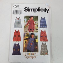 Vintage 1996 Simplicity 9734 Sewing Pattern Child Jumper 3 4 5 6 - $11.30