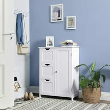 Bathroom Floor Cabinet Wooden with 1 Cupboard and 3 Drawers  White New - £142.66 GBP