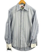 Robert Graham Shirt White Blue Geo Floral Long Sleeve Flip French Cuff M... - €33,32 EUR