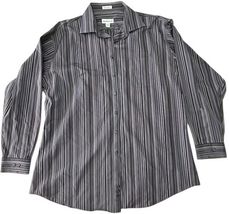 Pronto Uomo Button Up Shirt Men's 2XLT Brown Striped Cotton Formal Dress C - $17.81