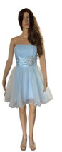 Blue Sleeveless Rhinestone and Sequins Embellished Fit &amp; Flare Dress Size 6 - £31.65 GBP