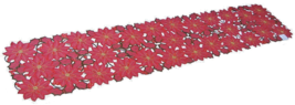 Tabletops Embroidered Red Christmas Poinsettia Table Runner - $435.00 MXN