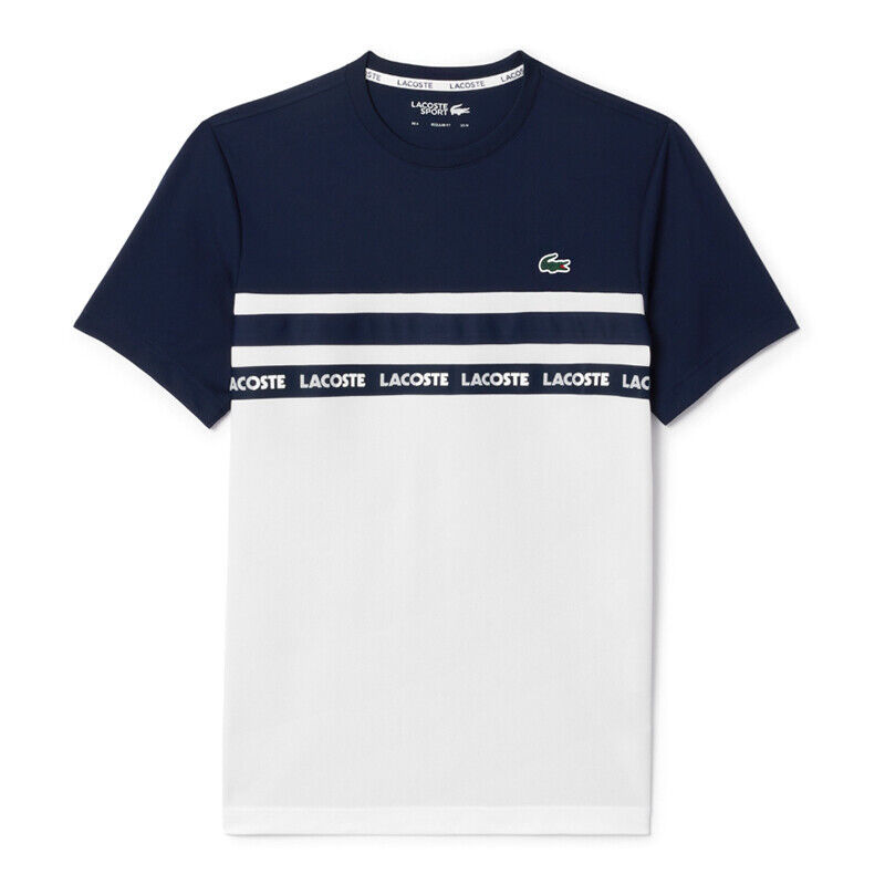 Lacoste Lettering T-Shirts Men's Tennis Tee Sports Casual Navy NWT TH751554G522 - £73.85 GBP