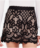 FREE PEOPLE Womens Skirt Mini Dreamy Days Lace Black Size US 4 OB1118391 - £37.89 GBP