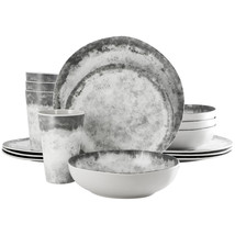 Gibson Elite Organic Decal 16 Piece Melamine Dinnerware Set in Gray - $1,767.27 MXN