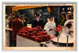 Fish Market Restaurant Fisherman&#39; Wharf San Francisco California Linen Postcard - £4.69 GBP