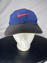 Nike Hat SnapBack Red Swoosh Blue Black 90s Vintage Adjustable Cap H5-04... - $25.00