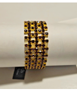 Dillard&#39;s Genuine Austrian Crystal Stretch Bracelet Gold W Purple Crystals - $32.14 CAD