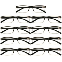 9 Packs Mens Rectangle Half Frame Reading Glasses Blue Light Blocking Readers  - £16.77 GBP