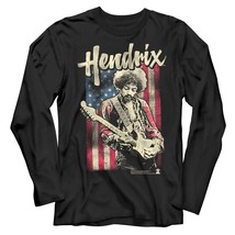 Jimi Hendrix Guitar USA Flag Long Sleeve T Shirt Shredding Rock Album Concert - £24.77 GBP+