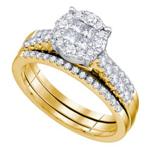 14k Yellow Gold Diamond Soleil Bridal Wedding Engagement Ring Set 1.00 Ctw - £1,405.12 GBP