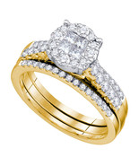 14k Yellow Gold Diamond Soleil Bridal Wedding Engagement Ring Set 1.00 Ctw - £1,438.04 GBP