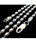 3MM Wide Solid 925 Sterling Silver Italian Oval Rice Bead DOG TAG Chain ... - £15.18 GBP+