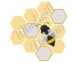 Honeybee &amp; Honeycomb - Machine Embroidery Design - £2.83 GBP