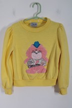 Vtg Little Topsy&#39;s 6 Yellow Sheriff Cat Sweatshirt Top USA - £11.87 GBP