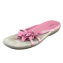 Thom McAn Sz 10 M Pink Flip Flop Leather Women Sandals 01102 - £15.78 GBP