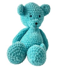 Vintage Chenille Teddy Bear Plush Sky Blue Handmade Soft Cuddly  - $19.24