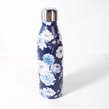 Flower Floral Stainless Steel Vacuum Insulated Water Bottle Blue w/ Lid - $18.70