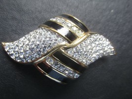 Swarovski Crystal Black Gold Tone Brooch Pin With Pouch - $21.99