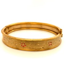 Vintage 12k Gold Filled Signed Danecraft Handpaint Enamel Flower Bracelet sz 7 - £75.17 GBP