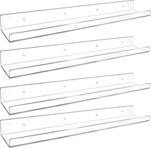 24&quot; Long Clear Acrylic Floating Shelves Wall Ledge Invisible Wall, 4 Pack. - £40.69 GBP