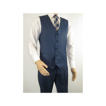 Men Suit BERLUSCONI Turkey 100% Italian Wool Super 180's Vested #Ber1 Navy Blue image 7