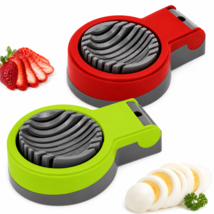 2 Pack Egg Slicer Red &amp; Lime Green Stainless Steel Cutter for Boiled Eggs - $11.87