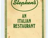 Stephen&#39;s An Italian Restaurant Menu Knoxville Tennessee 1990&#39;s - $17.82