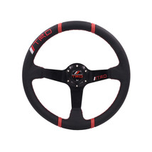 Brand New 350mm 14&#39; Deep Dish Racing TRD Black Steering Wheel PVC Leathe... - £56.09 GBP