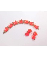 Bright Orange Thermoset Lucite Bracelet &amp; Earrings - $51.91 CAD